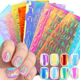 SILPECWEE aurora nail foil sheets show glass-like iridescence for dazzling DIY nails.