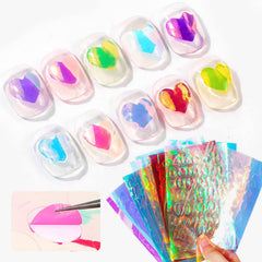 SILPECWEE heart-shaped foil elements add playful, elegant accents to fingertips.