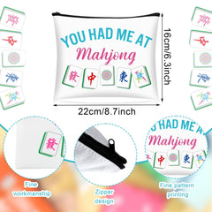 SilTriangle Mahjong cosmetic bag style 2, soft canvas with vivid mahjong prints for organization.