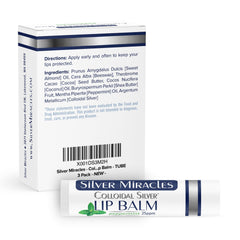 Balsamo labial Silver Miracles con menta para sensación refrescante.