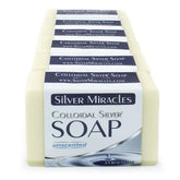 Silver Miracles Colloidal Silver Soap bar front view; unscented and gentle for sensitive skin.