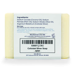 Silver Miracles colloidal silver soap bar side view for daily use.