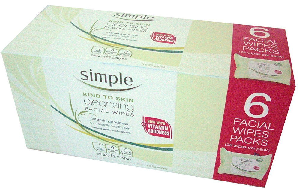 Simple Cleansing Wipes box demonstrates oil balance and gentle cleansing for shine control.