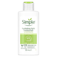 Simple Hydrating Light Moisturizer bottle shows fragrance-free formula for sensitive skin