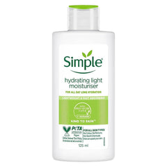 Simple Kind To Skin Hydrating Light Moisturiser bottle delivers all-day hydration.