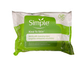 Simple Kind to Skin micellar wipes pack showing gentle makeup removal and hydration.