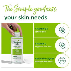 Cotton pad demo with Simple Kind To Skin micellar cleansing water