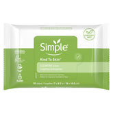 Toallitas faciales Simple desmaquillantes eliminan maquillaje con suavidad.