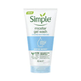 Simple Water Boost Micellar Wash close-up showing gentle cleansing with bubbles.