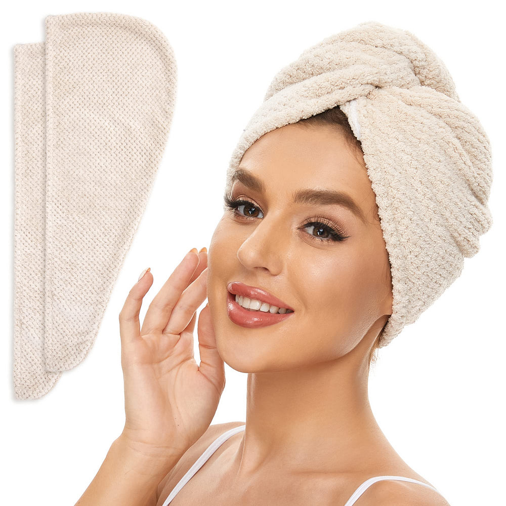 SimpleField: toalla de microfibra para cabello, vista frontal; absorbe rápido para secar con suavidad.