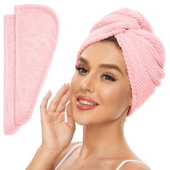 SimpleField dos toallas de microfibra rosa para secado rápido del cabello