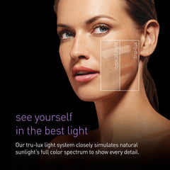Simplehuman 5x magnification reveals fine detail for precise makeup.
