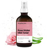 Simplified Skin Rose Water Spray: botella de agua de rosas orgánica para hidratación suave.