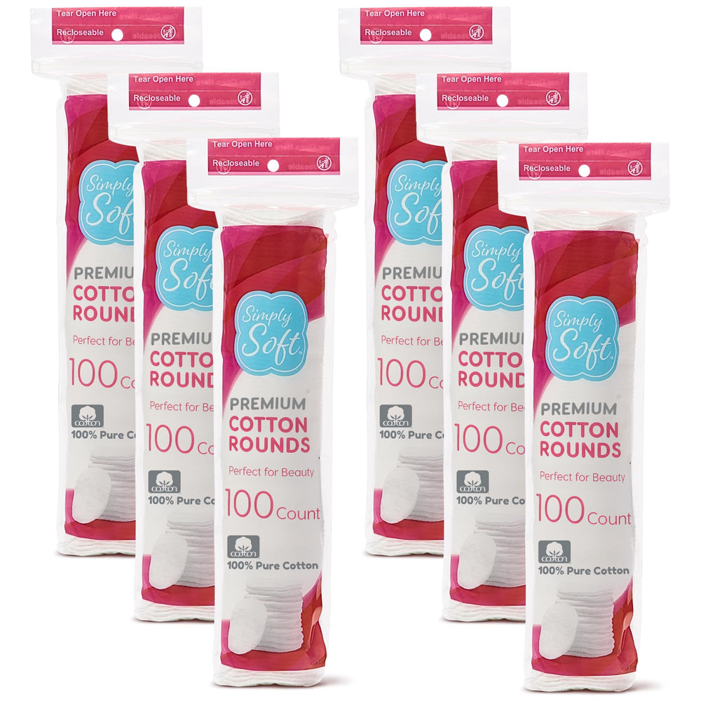 Simply Soft premium cotton rounds close-up showing pure cotton for gentle makeup removal