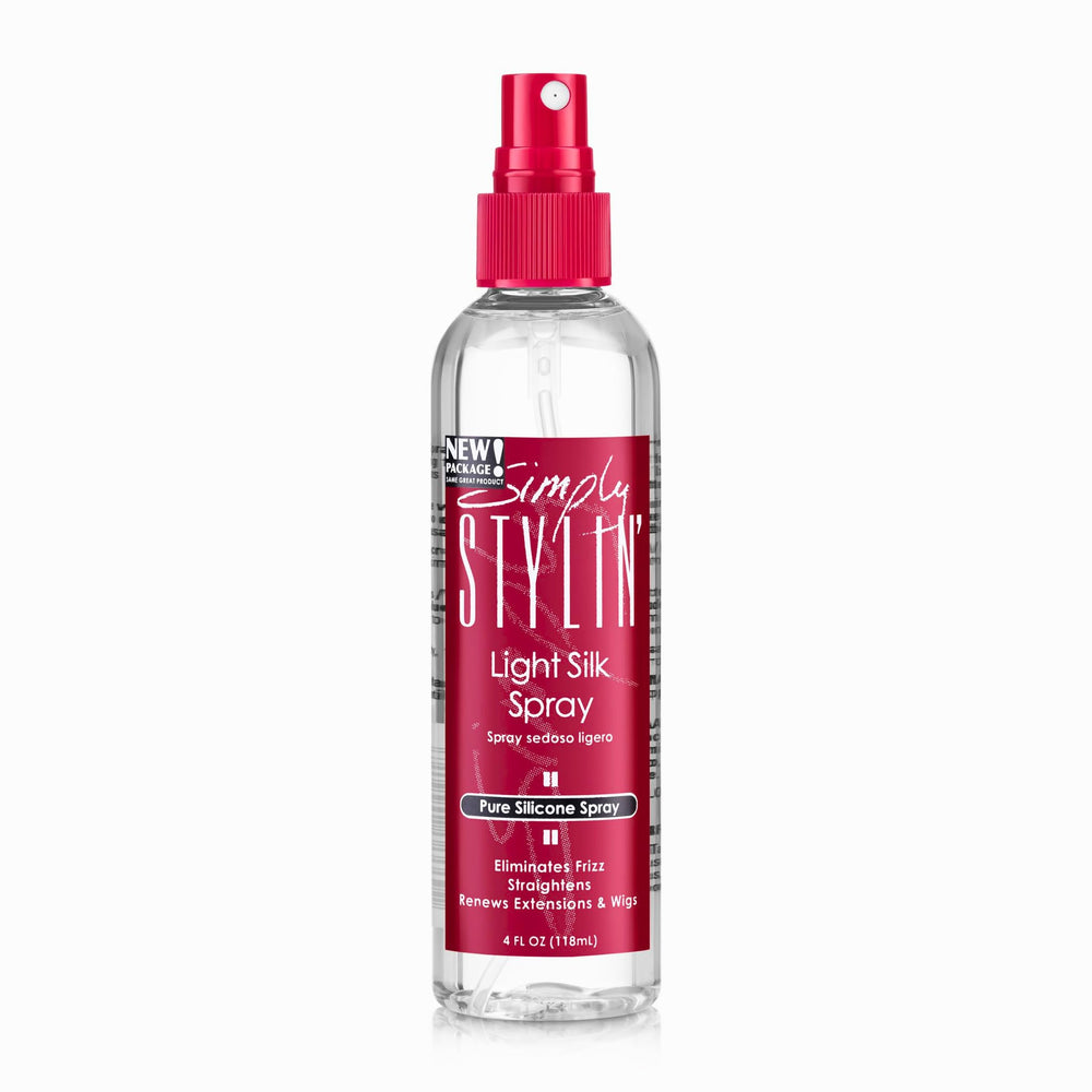 Spray Simply Stylin' para cabello con seda ligera, suavidad y control del frizz.