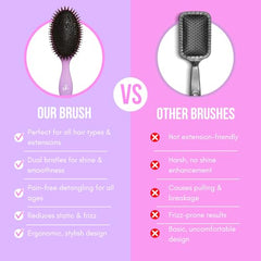 SimplyHair dual bristle technology closeup enables gentle detangling and smooth hair