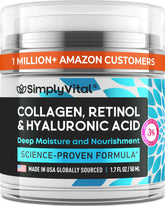 SimplyVital anti-aging face cream jar showing a rich, hydrating texture for daily care.
