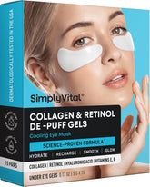 Parches SimplyVital para ojeras refrescantes, alivio temporal de hinchazón.