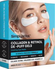 Parches SimplyVital para ojeras refrescantes, alivio temporal de hinchazón.