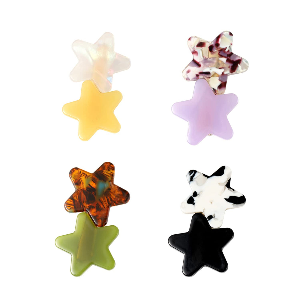 SINNKY 4pcs acrylic resin stars hair clips provide secure hold for all hair types.