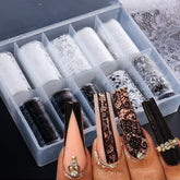 SINSEN lace nail foil transfer with black and white flowers for chic manicure looks