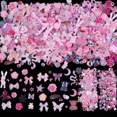 Sinyanail kit de accesorios para uñas en rosa ideal para diseños creativos.