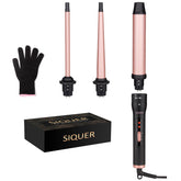 SIQUER 3-in-1 curling wand set in rose finish for versatile beach waves.