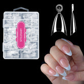 SITELENABY almond nail tips clear half-cover for seamless fit and elegant almond shape.