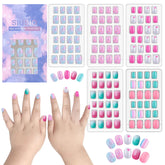 SIUSIO uñas acrílicas para niñas, arcoíris glitter, fácil de aplicar en casa.