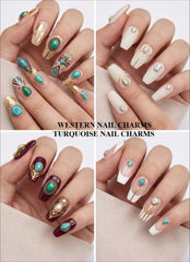 SIXAOAZZ turquoise nail charms hexagon creates contemporary accents for holiday designs