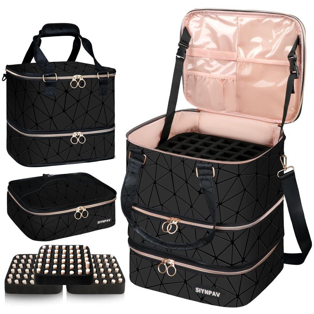 SIYNPAV nail polish organizer bag top compartment with elastic pockets for tools