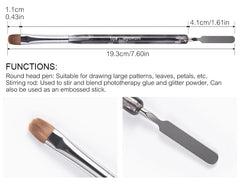 Ergonomic acrylic handle offers comfortable grip during detailed nail art.