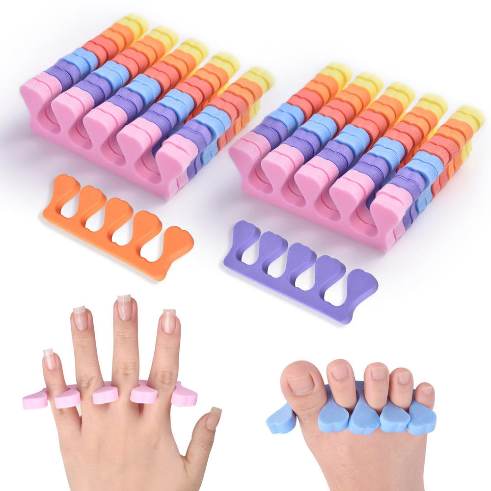 Siyuwuro toe separators with heart foam pairs in colorful set for nail art and pedicure