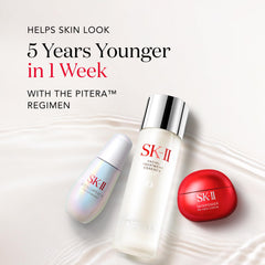 SK-II essence absorbed on face and neck for hydrated skin.
