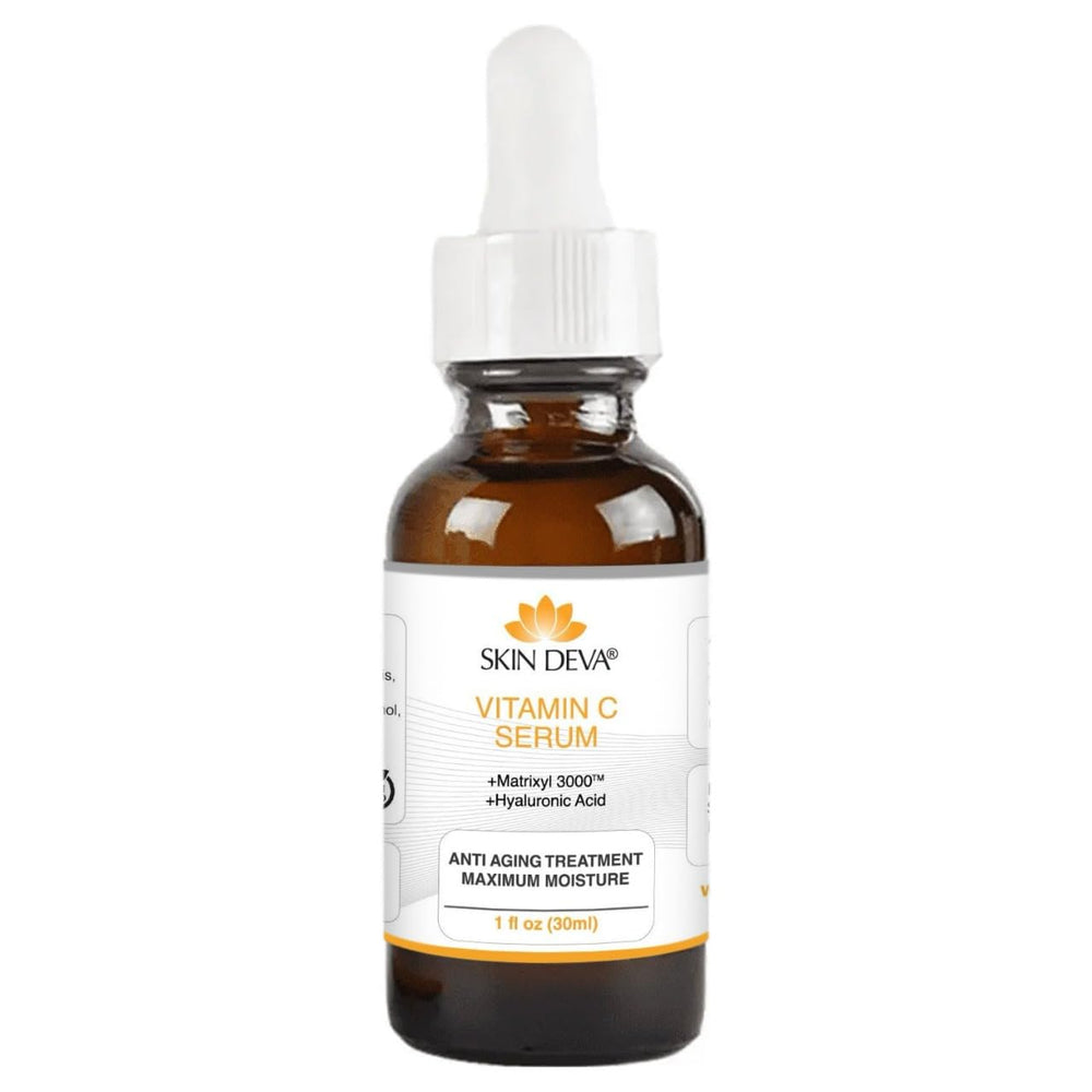 Serum SKIN DEVA en primer plano, brillo y claridad de la piel