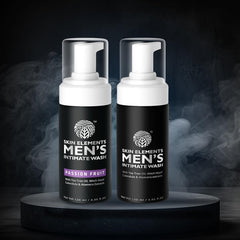 Skin Elements Men's Intimate Wash bottle pour enables easy, mess-free application
