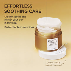 SKIN1004 Centella Quick Calming Pad applied on cheek to calm skin.