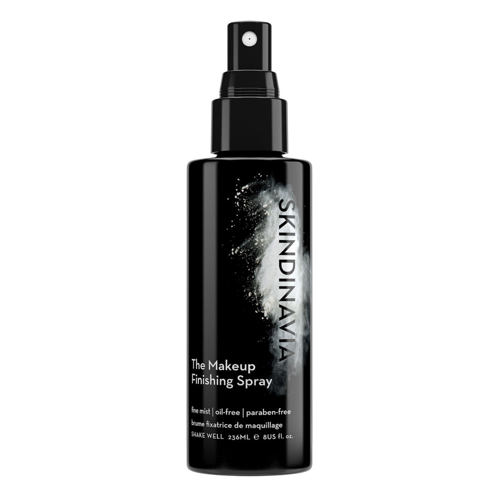 Skindinavia makeup finishing spray bottle for all-day wear.