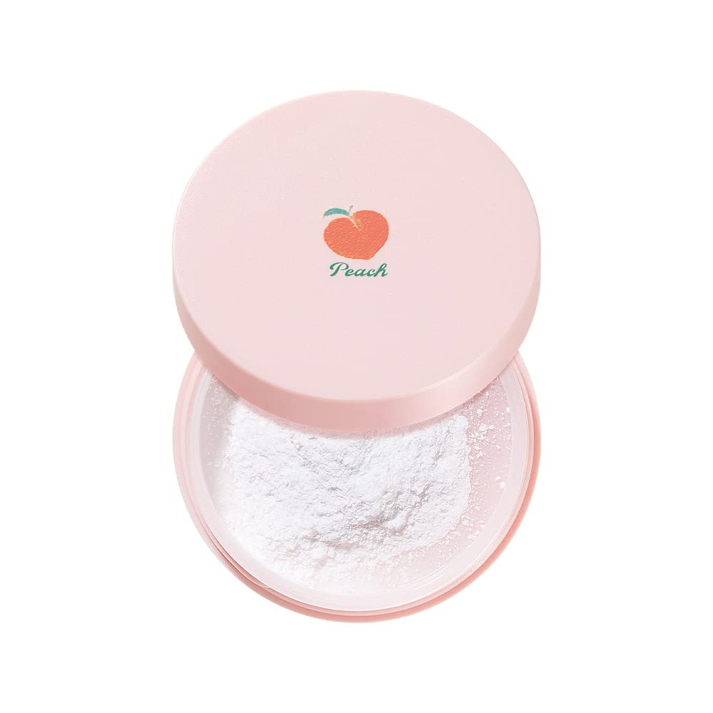 SKINFOOD 1957 Peach Cotton Powder jar close-up for silky finish and oil control.