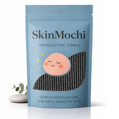 SkinMochi toalla exfoliante espaldas largas facilita llegar a la espalda y exfoliar suavemente.