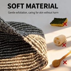 SkinMochi toalla exfoliante material sintético ligero se seca rápido y mantiene la higiene.