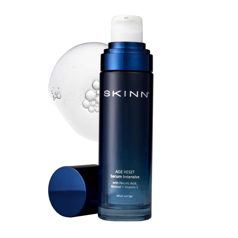 SKINN Deep Wrinkle Serum bottle hero showcasing age-defying formula for smoother, firmer skin.