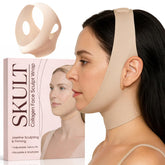 SKULT Collagen Face Sculpt Wrap promotes jawline definition during night use.