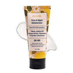 Sky and Sol Everything Cream jar closeup, rich texture for daily hydration.