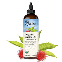 Sky Organics Aceite de ricino, bote vertido, para nutrición del cuero cabelludo y cabello.