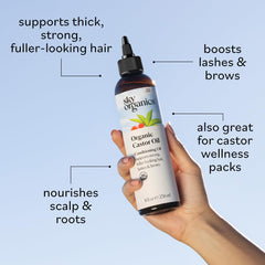Sky Organics Aceite de ricino, etiqueta USDA, aceite puro para uso diario.