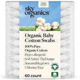 Sky Organics baby cotton swabs with ultra-soft tips for gentle outer ear cleaning