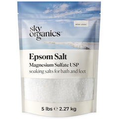 Sky Organics Epsom Salt Bath Soak 5lb bag to soothe tired muscles in a warm bath.