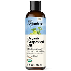 Sky Organics grapeseed oil bottle, lightweight hydration for radiant skin