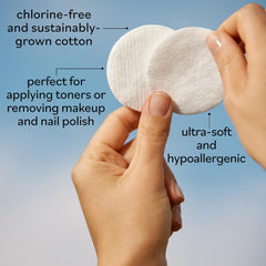 Sky Organics cotton rounds for makeup removal with soft, absorbent fibers.